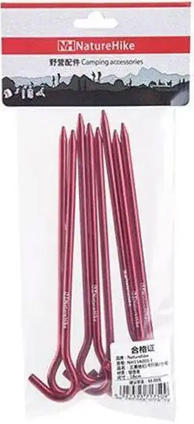 Колышки для палатки Naturehike NH15A008-I 16см 8шт Red
