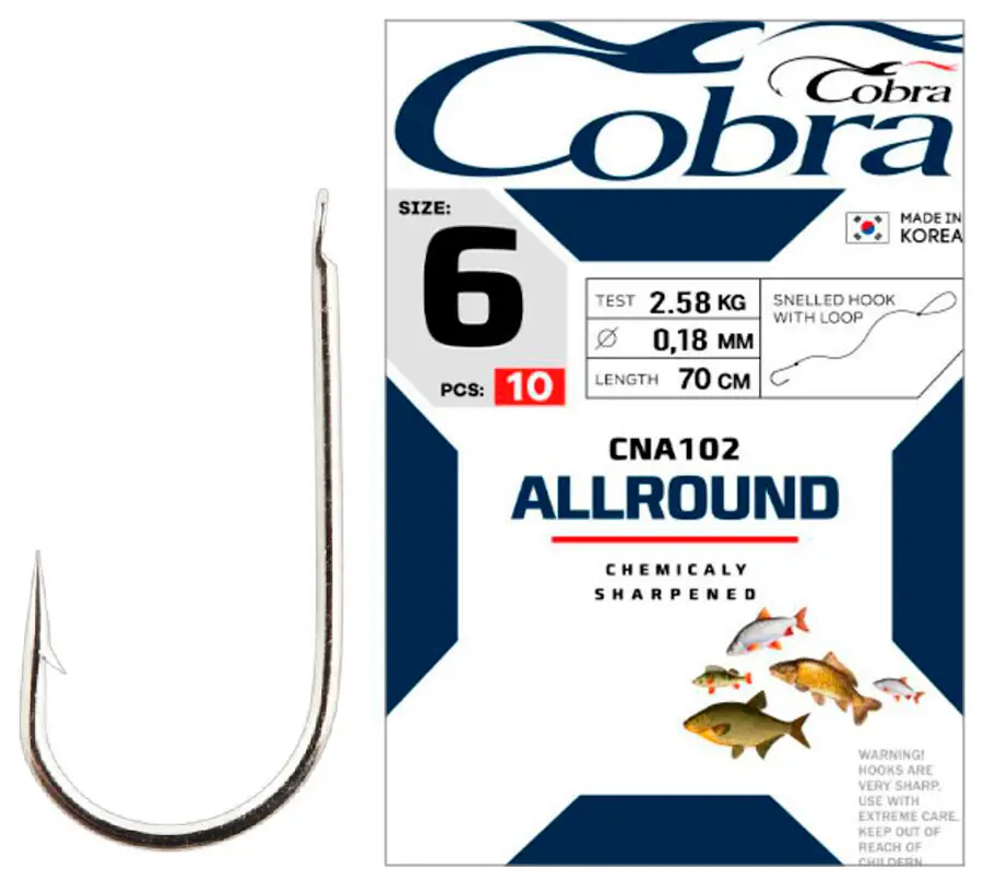 Крючок с поводком Cobra Allround CNA102 №10 0.14мм 70см (10шт)