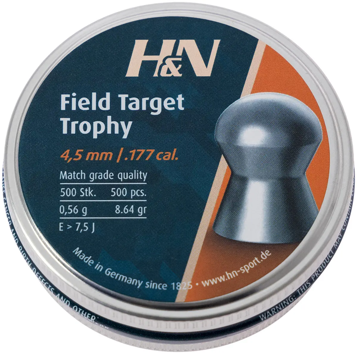 Пули пневматические H&N Field & Target Trophy. Кал. 4.52 мм. Вес - 0.56 г. 500 шт/уп