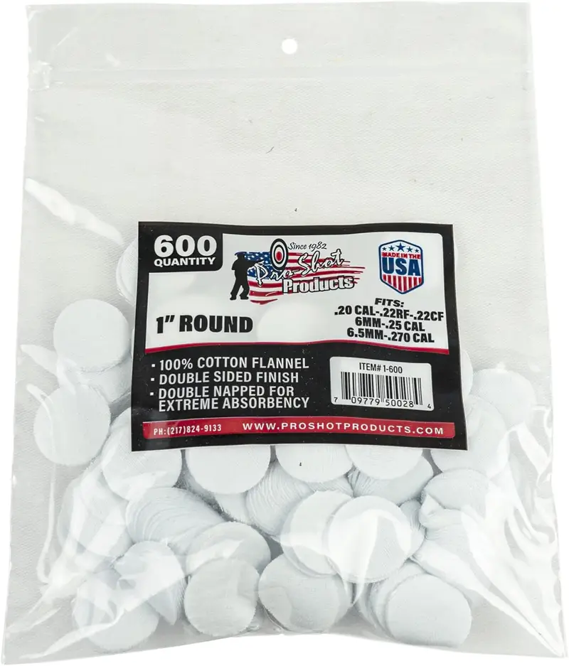 Патч для чищення Pro-Shot кал .22 - .270. Круглий. 600 шт/уп