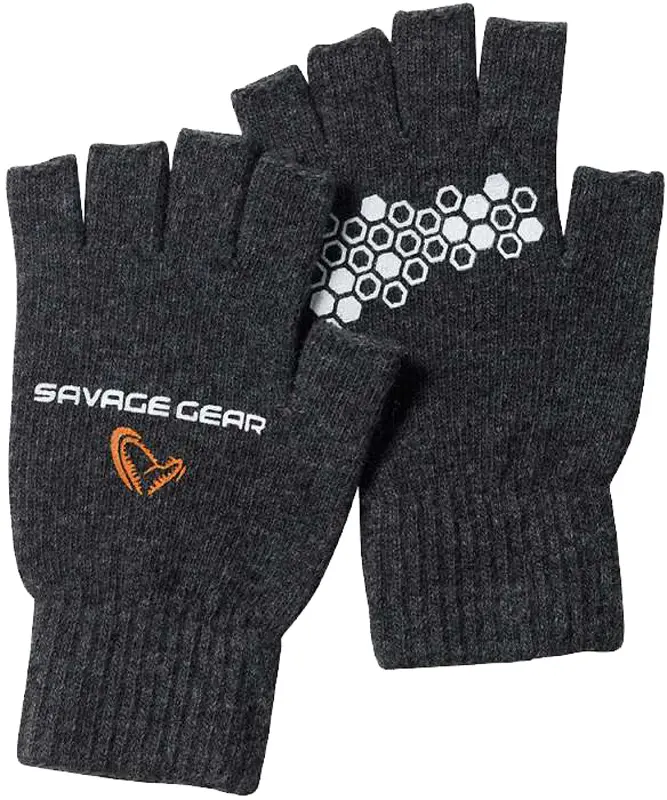 Рукавички Savage Gear Knitted Half Finger Glove L Dark Grey Melange