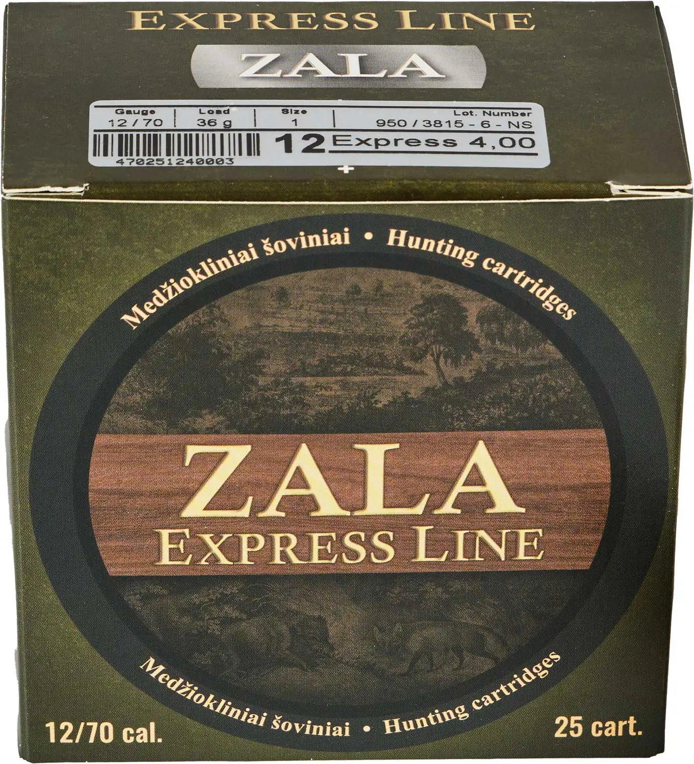 Патрон Zala Arms Express кал. 12/70 дробь № 1 (4 мм) навеска 36 г
