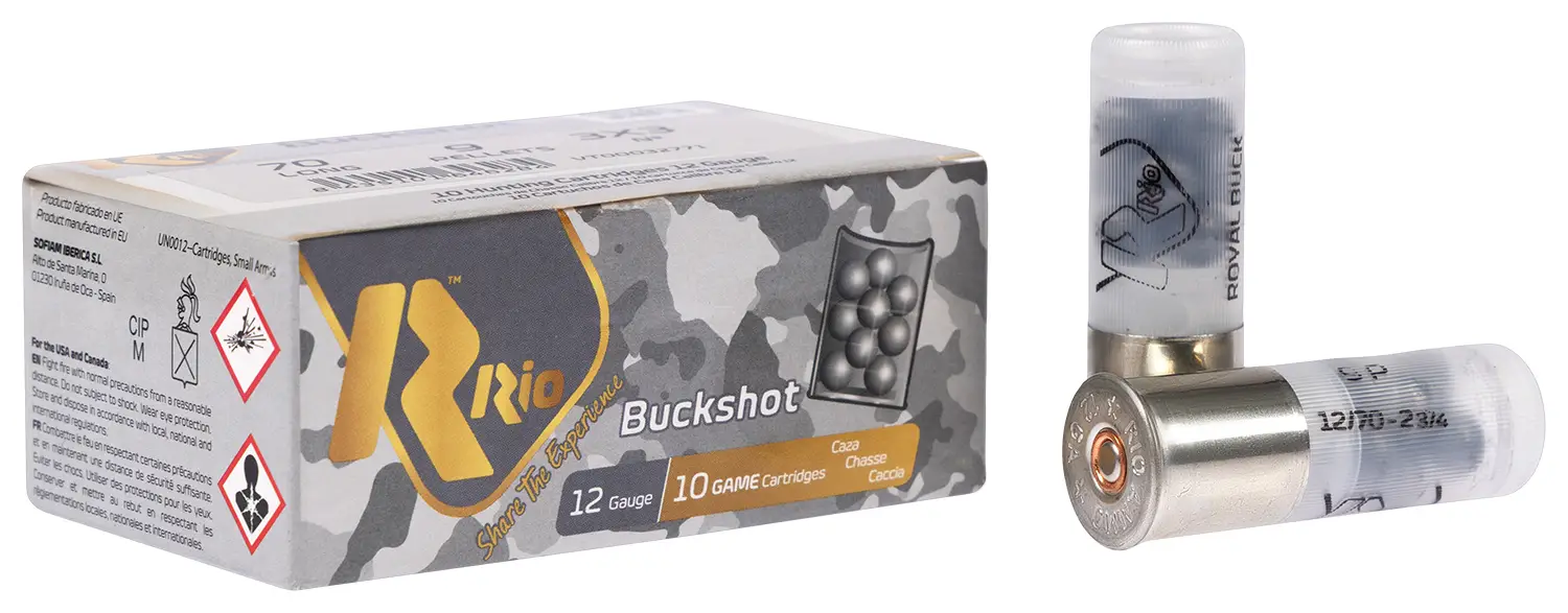 Патрон RIO ROYAL BUCK 9 P (3X3) кал.12/70 картечь (8,65 мм) навеска 34 г 10 шт/уп
