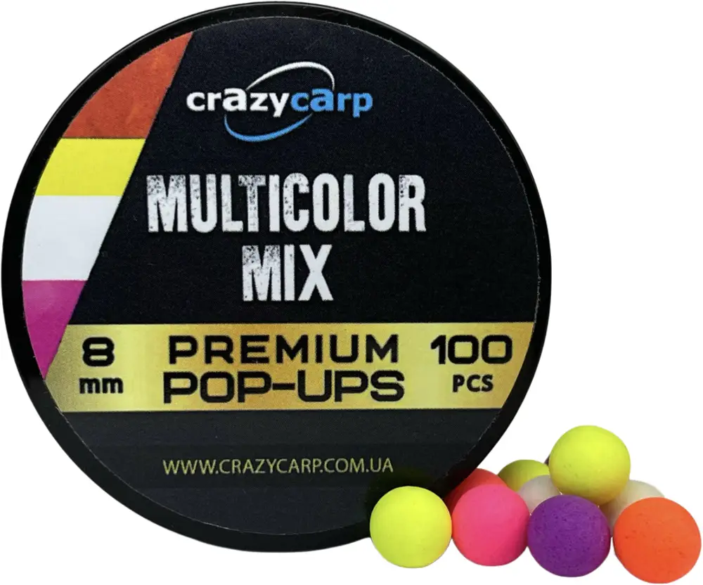 Бойли Crazy Carp Multicolour Pop-Ups 8mm (без запаху) (100шт/уп)
