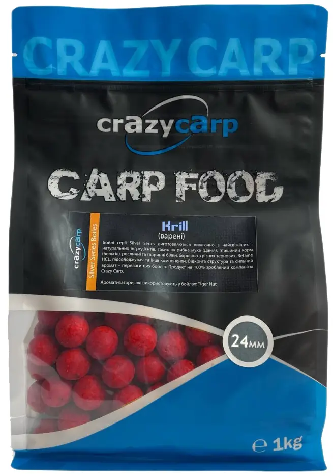 Бойли Crazy Carp Silver Series Shelf Life Krill 24mm 1kg