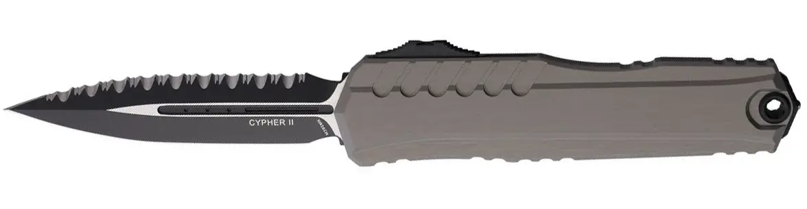 Ніж Microtech Cypher II D/E Serrated Black Blade Natural Clear