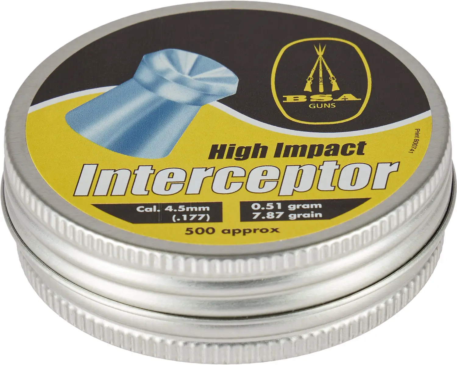 Пули пневматические BSA Interceptor 4.5 мм масса 0.51 г 500 шт/уп