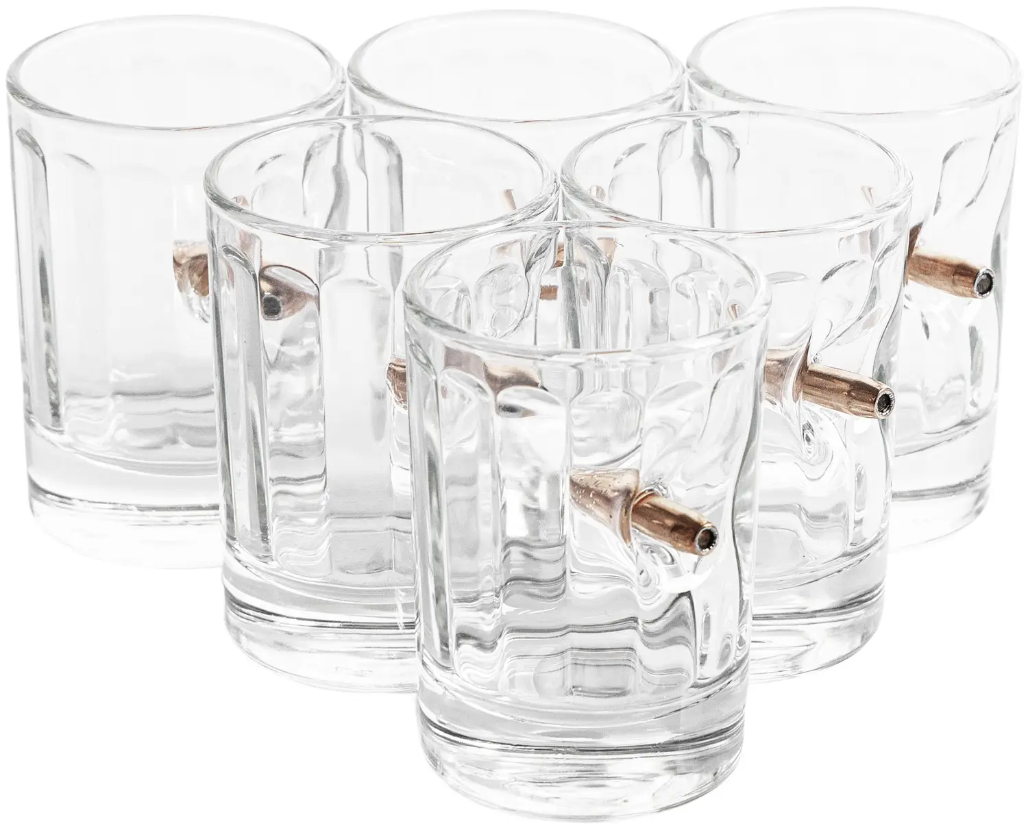 Набор рюмок GUN&FUN граненые с пулей кал 5.45. Количество - 6 шт. Объем - 50 мл.