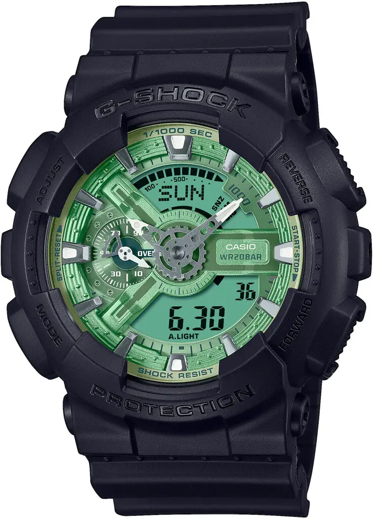 Годинник Casio G-Shock Classic GA-110CD-1A3ER. Чорний / Зелений