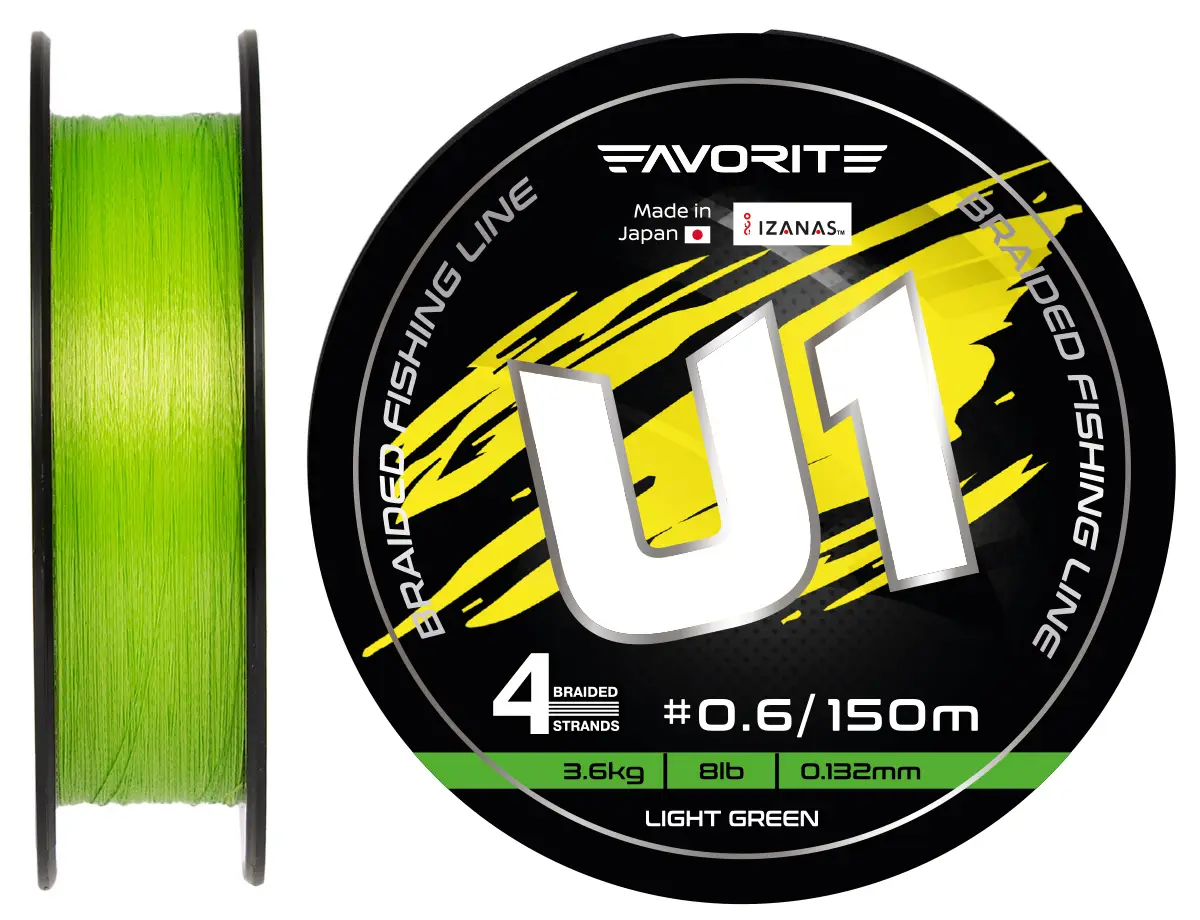 Шнур Favorite U1 PE 4x 150m (light green) #0.6/0.132mm 8lb/3.6kg