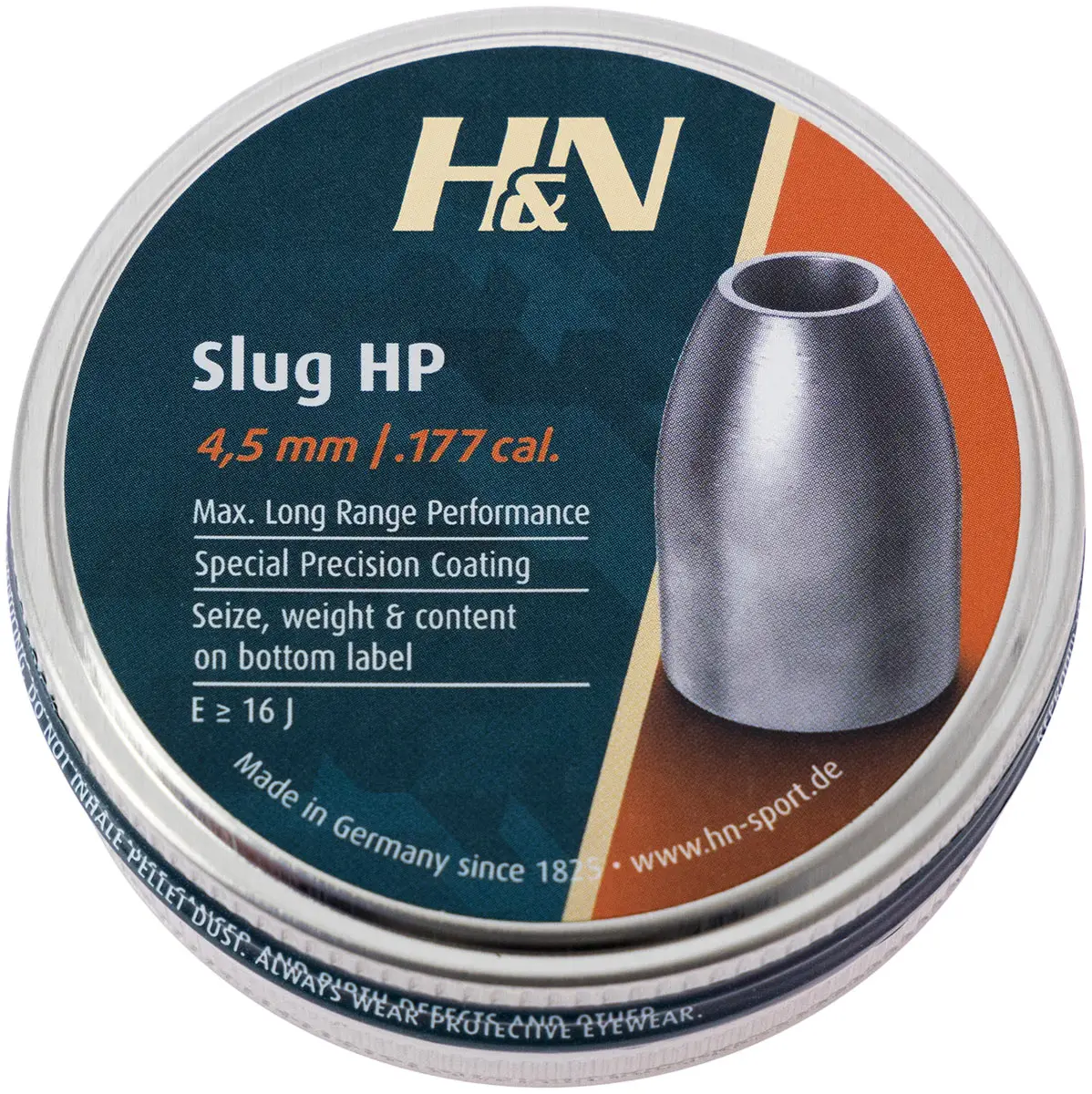 Пули пневматические H&N Slug HP кал. 4,5. Вес - 0,65 г. 400 шт/уп