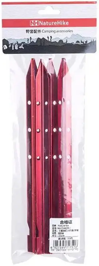Колышки для палатки Naturehike NH15A009-I 25см 4шт Red