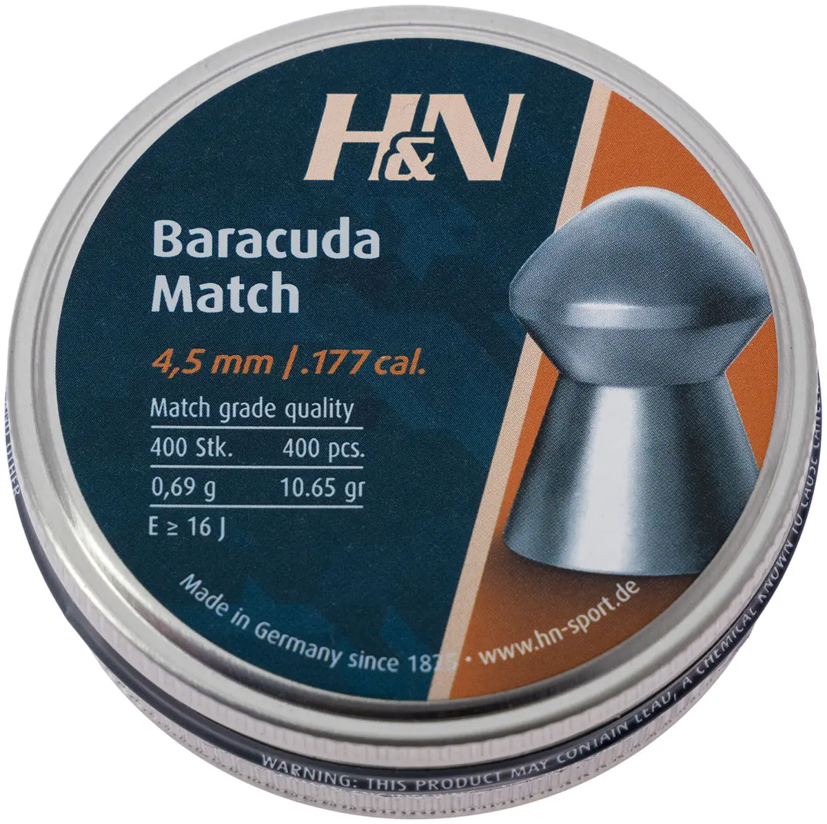 Пули пневматические H&N Baracuda Match кал. 4.52 мм 0.69 г 400 шт/уп