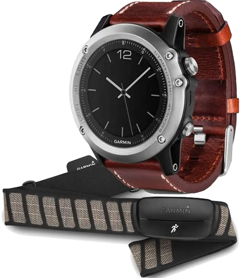 Навігатор Garmin Fenix 3 Sapphire Performer Bundle Silver портативний з кардіодатчиком і шкіряним ремінцем Срібло