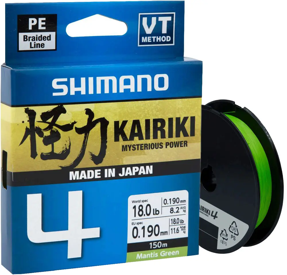 Шнур Shimano Kairiki 4 PE 300m (Mantis Green) 0.16mm 8.1kg