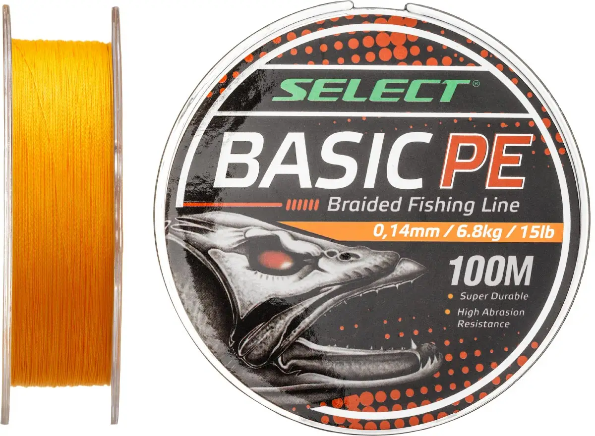 Шнур Select Basic PE Orange 100m #0.8/0.12mm 12lb/5.6kg