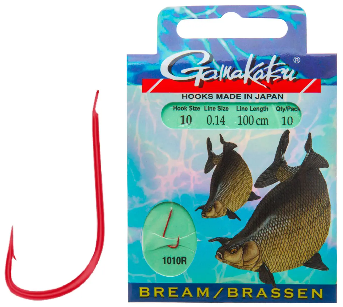 Гачок з повідцем Gamakatsu Bream 1010R №14 0.12mm 100cm (10шт/уп)