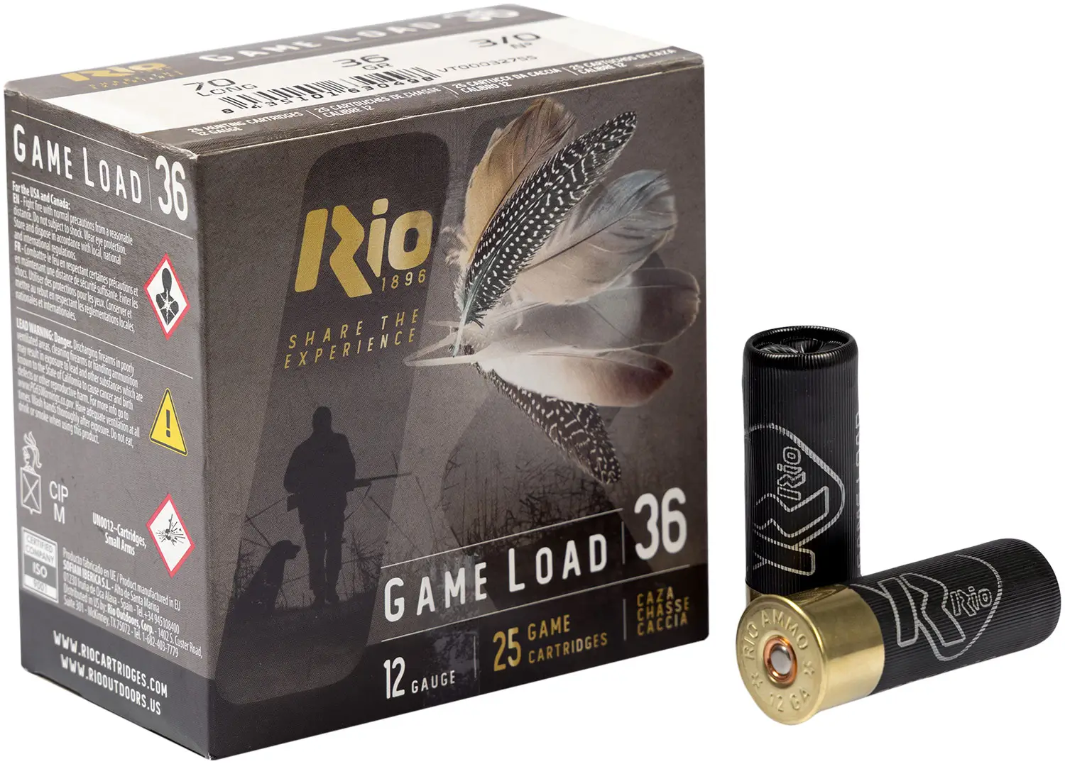 Патрон RIO Game Load-36 NEW кал. 12/70 дробь №3/0 (4.75 мм) навеска 36 г