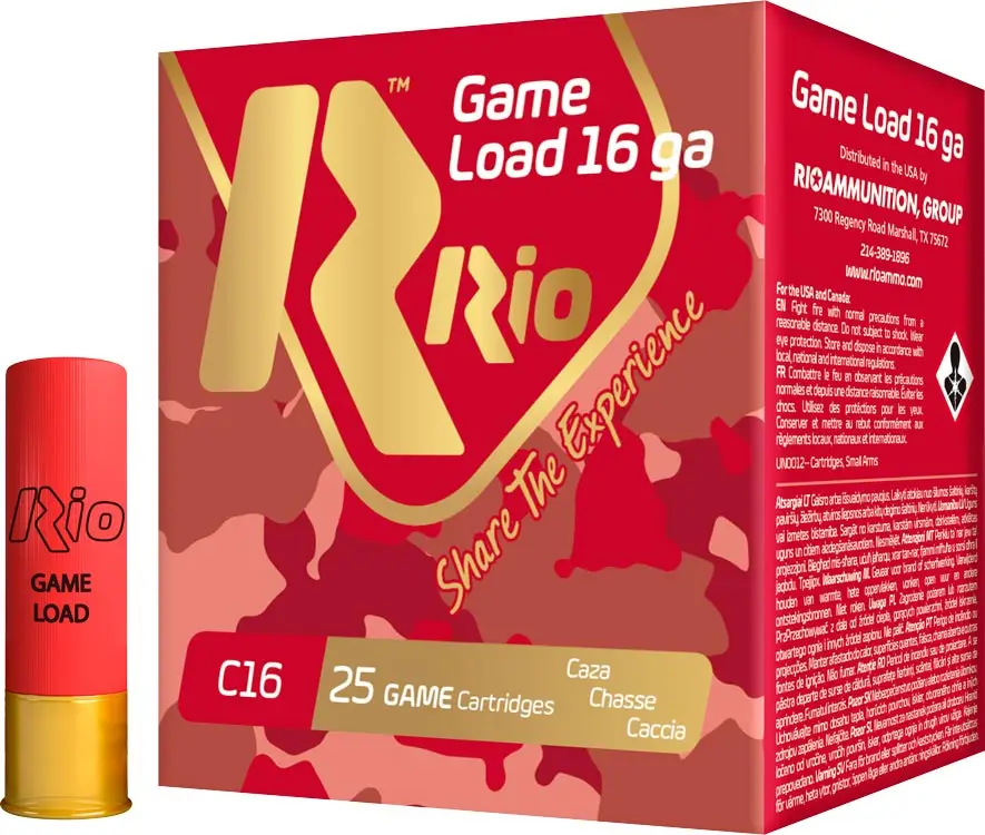 Патрон RIO Game Load C16 NEW (без контейнера) кал. 16/70 дріб №3 (3.5 мм) наважка 28 г