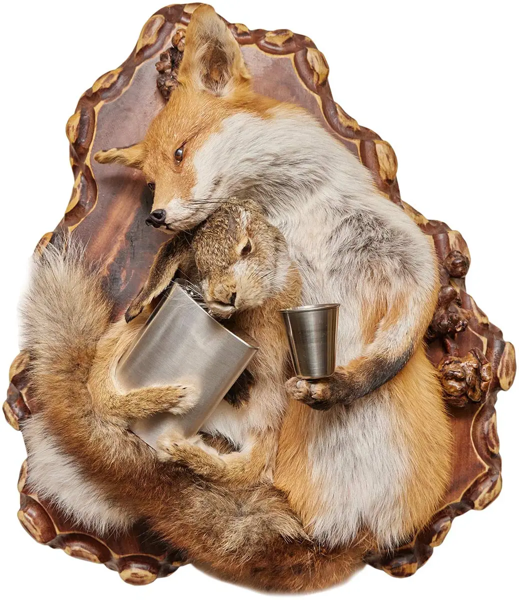 Опудало "Лисиць і заєць з флягою" (друзі)