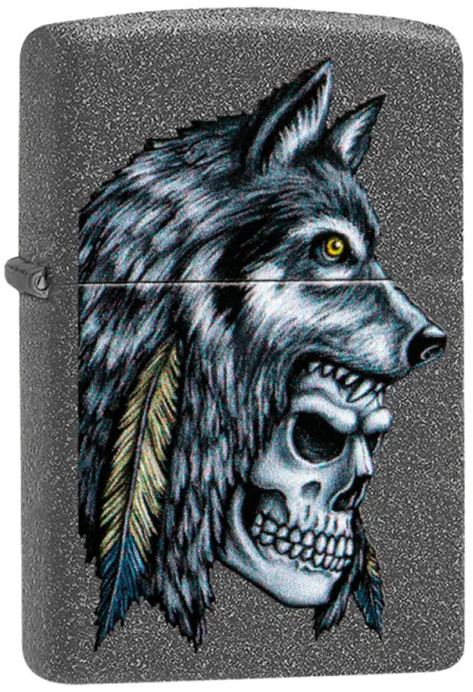Запальничка Zippo 211 Wolf Skull Feather Design