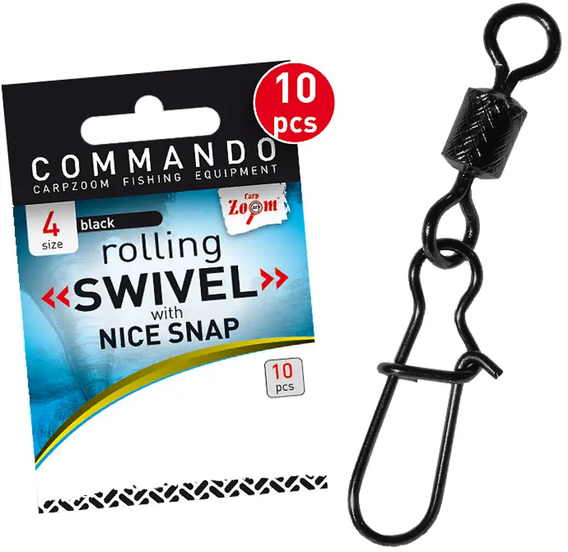Вертлюжок с застежкой CarpZoom Rolling Swivel With Nice Snap #10 (10шт/уп)