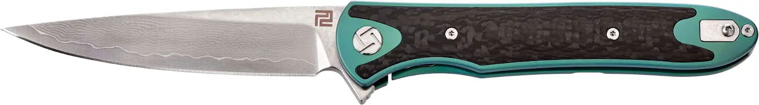 Ніж Artisan Shark Damascus Titanium Green