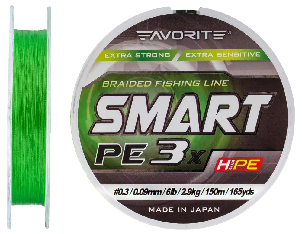 Шнур Favorite Smart PE 3x 150м (l.green) #0.3/0.09 mm 6lb/2.9 kg