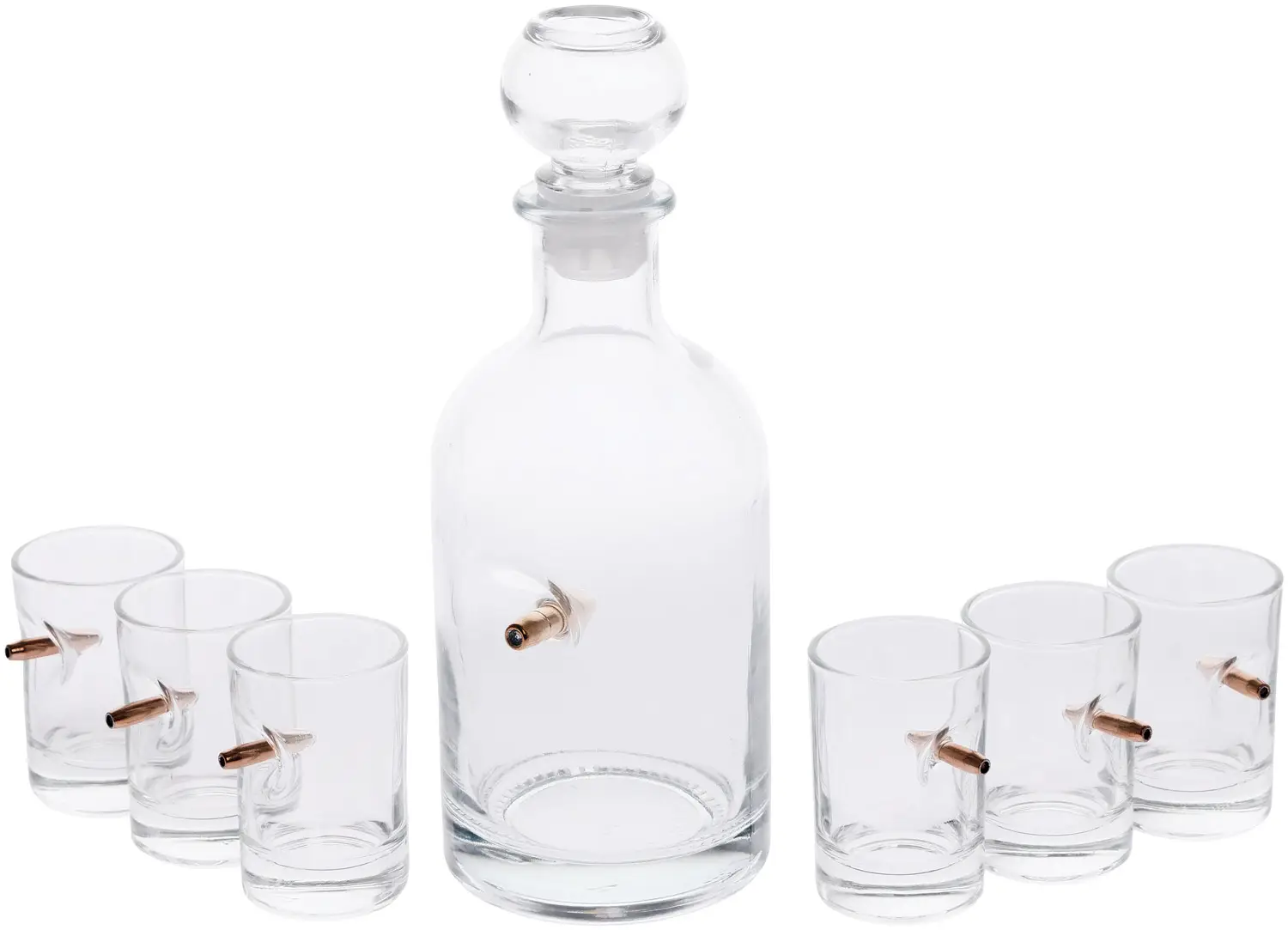 Набор посуды GUN&FUN из 6 рюмок и графина ручной работы. Объем - 500 мл.