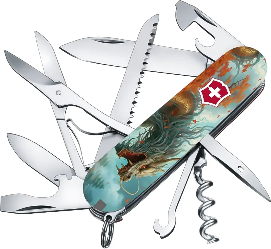 Ніж VICTORINOX 1.3713.7_Z3230p Swiss Army Huntsman Zodiac. Бойовий дракон