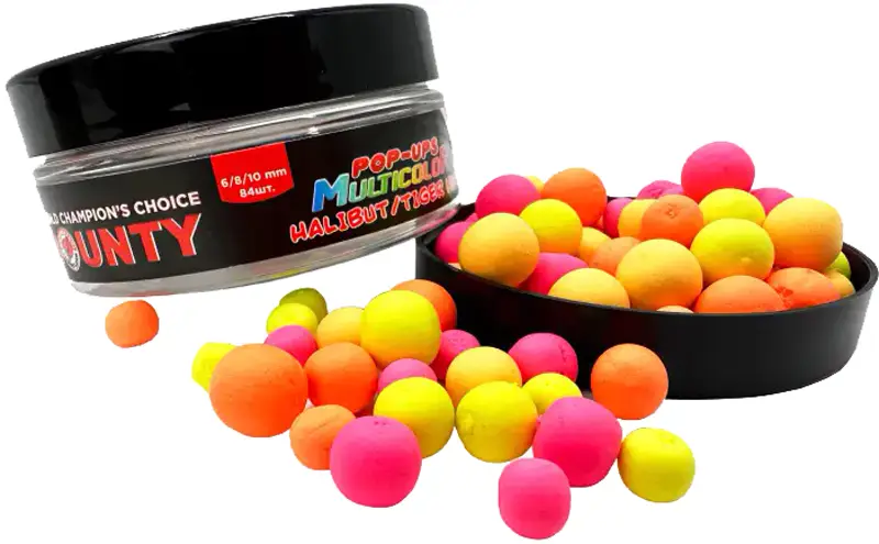 Бойлы Bounty Pop-Up Multicolor Multisize Halibut/Tiger Nut 6/8/10mm