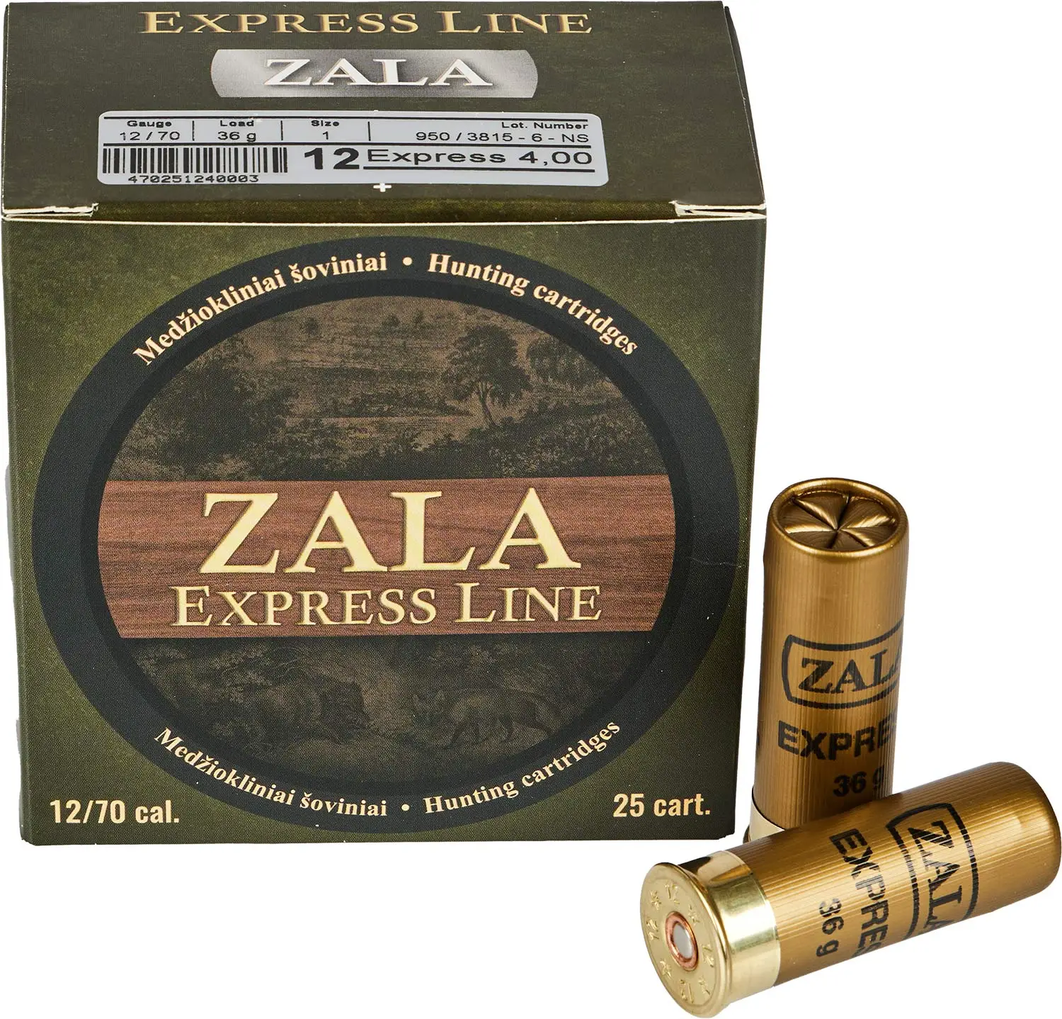 Патрон Zala Arms Express кал. 12/70 дробь № 1 (4 мм) навеска 36 г