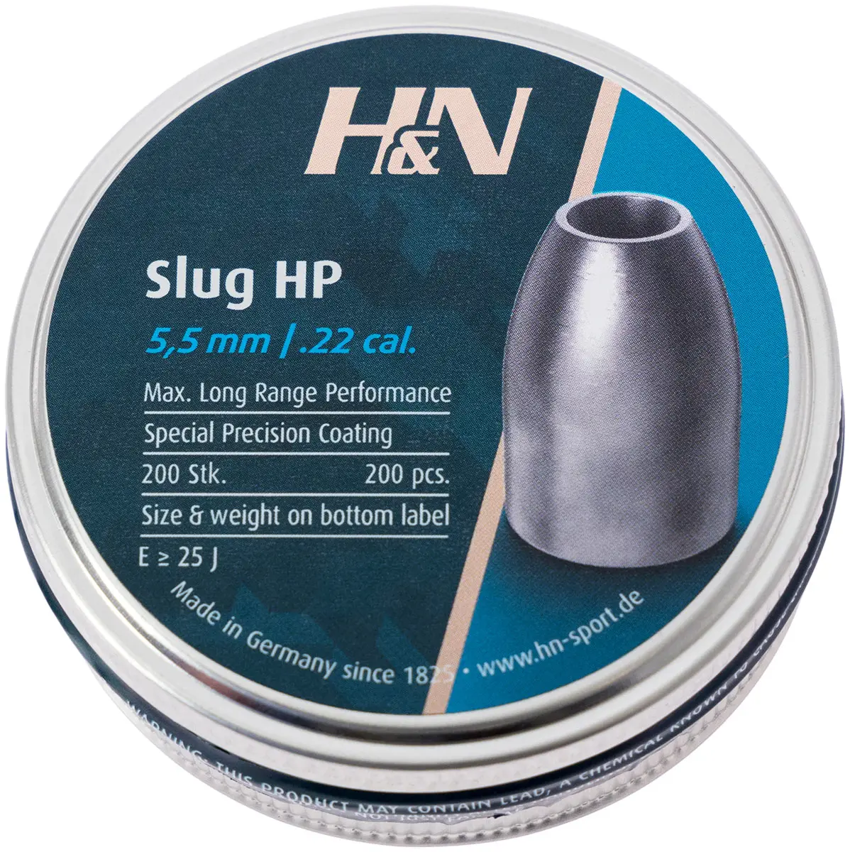 Пули пневматические H&N Slug HP кал. 5.53 мм. Вес - 1.36 грамма. 200 шт/уп