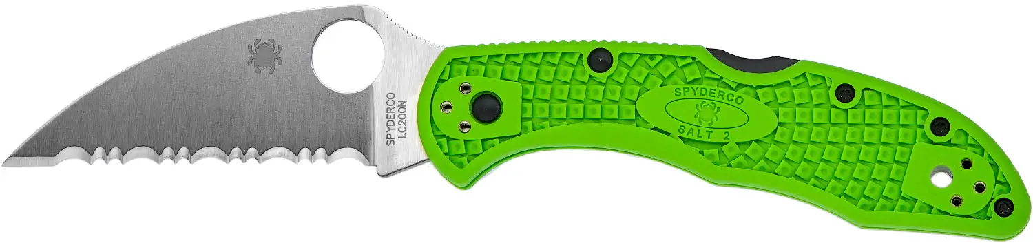 Ніж Spyderco Salt 2 Wharncliffe LC200N green серрейтор