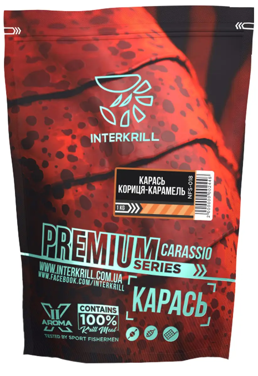 Прикормка INTERKRILL PREMIUM SERIES Карась Кориця-Карамель 1kg