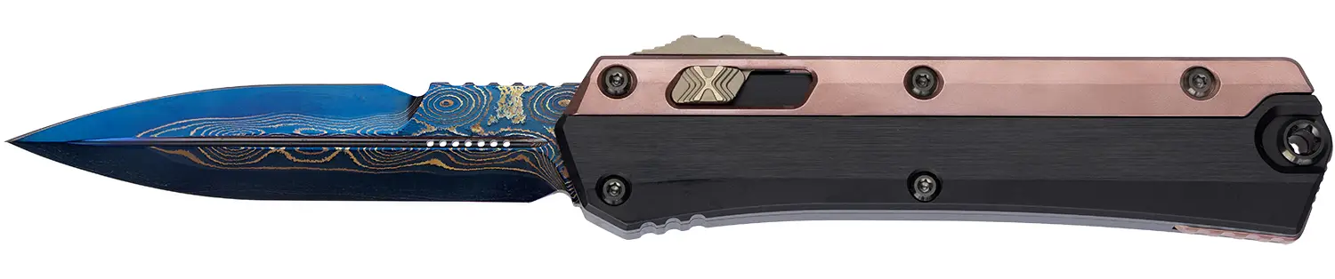 Ніж Microtech Glykon Marfione Select Blued Baker Coppermai Damascus Rose Gold PVD