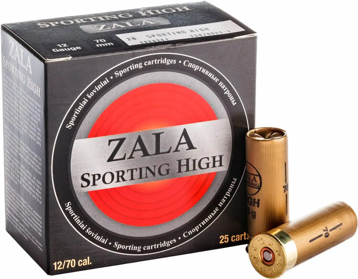 Патрон Zala Arms Sporting High кал. 12/70 дробь № 9 (2,1 мм) навеска 28 г.  Начальная скорость 405 м/с. 25 шт/уп.