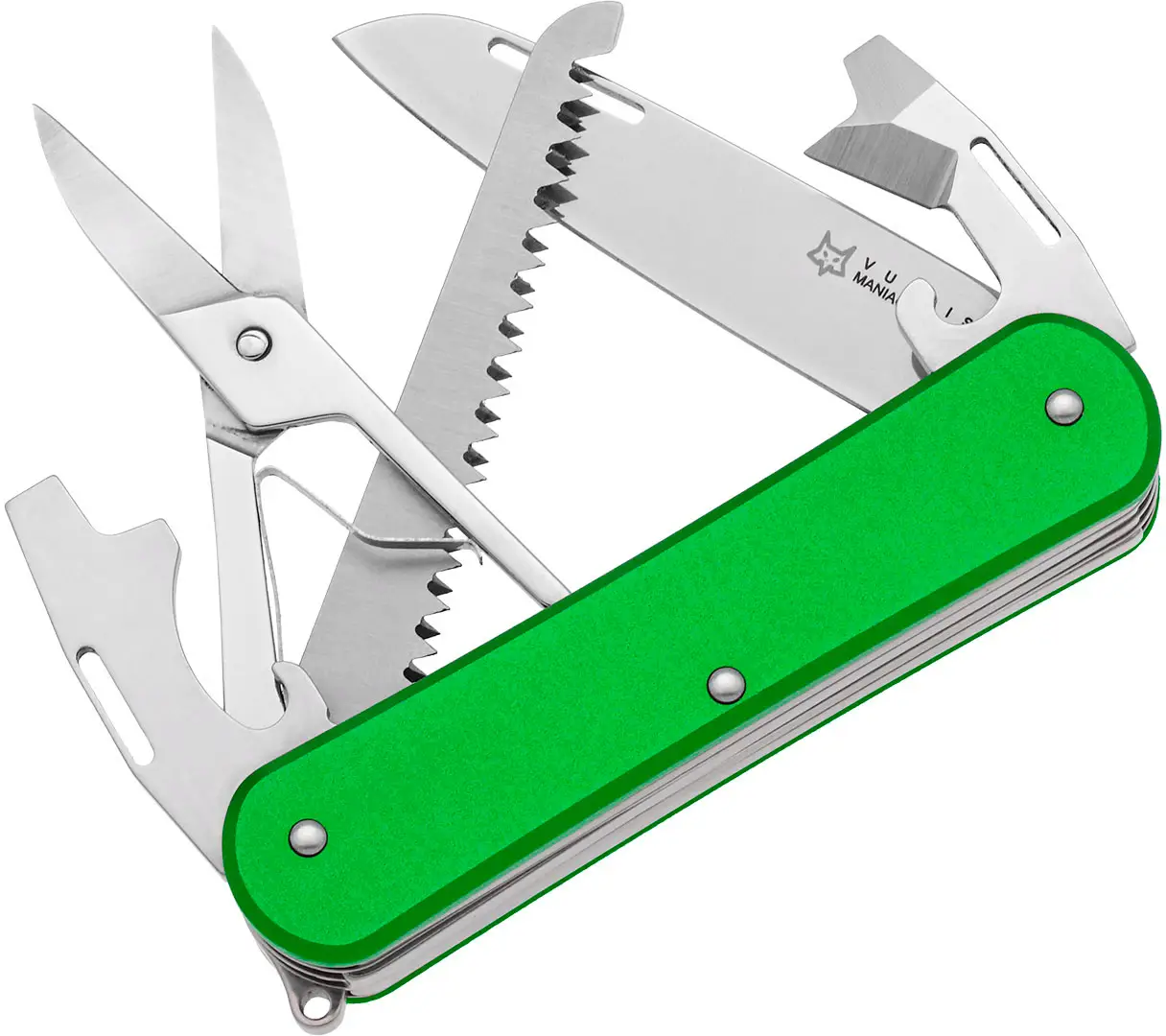 Ніж багатофункціональний Fox Vulpis Aluminium OD Green. 5 інструментів