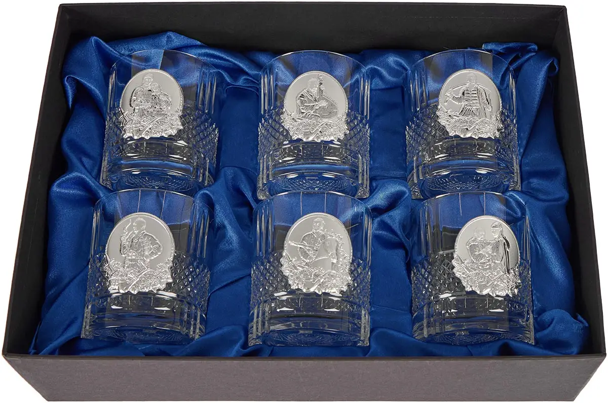 Подарочный набор стаканов Boss Crystal "Казаки" с серебряными накладками