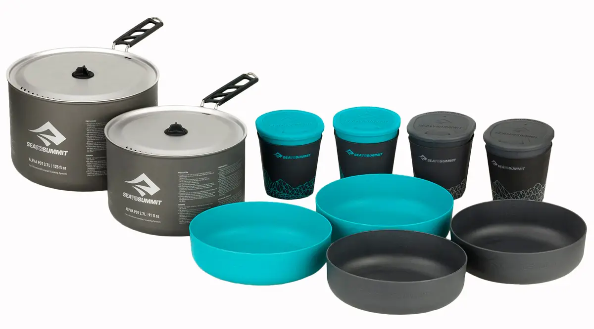 Набір посуду Sea To Summit Alpha Cookset 4.2 (2 каструлі, 4 миски, 4 круги) Pacific blue/grey