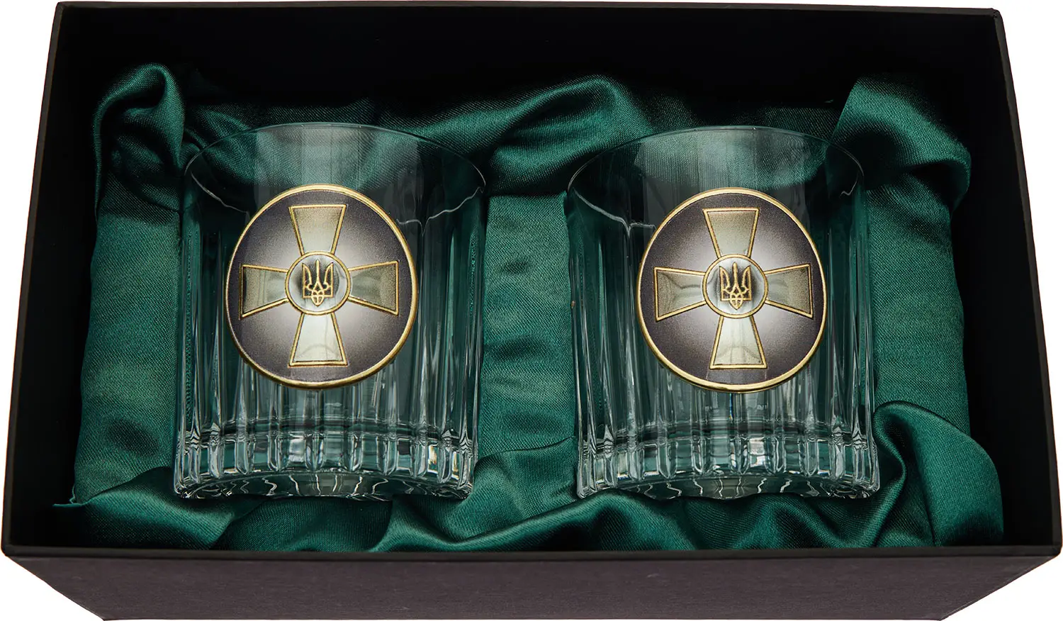 Подарочный набор Boss Crystal "ВСУ" 2 бокала с золотыми и серебряными накладками