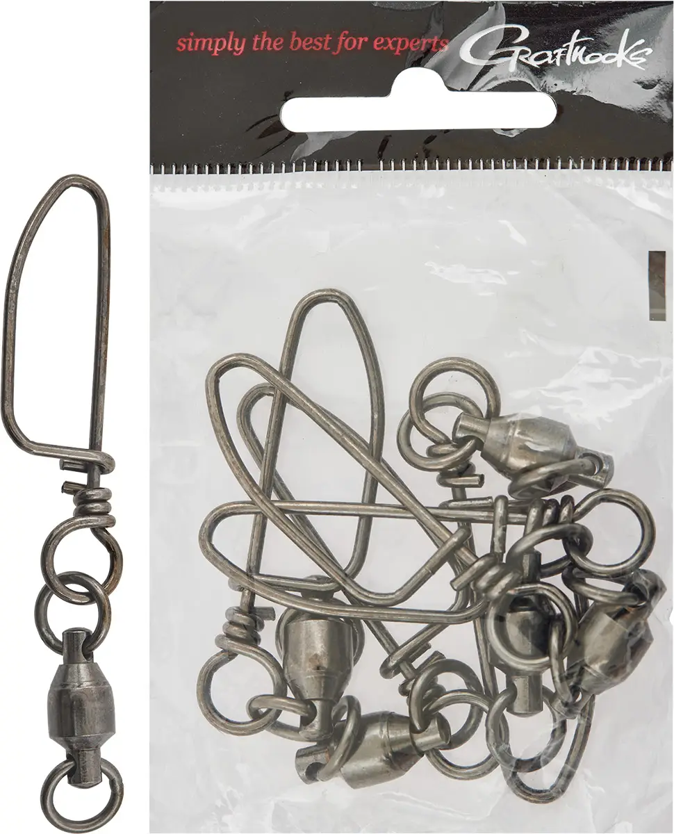 Вертлюжок с застежкой Prohunter Brass Ball Bearing Swivel With Coastlock Snap #7 250lb Black Nickel (5 шт/уп)