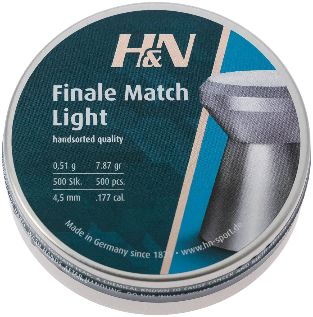 Пули пневматические H&N Finale Match Light кал 4.49 мм. Вес - 0.51 г. 500 шт/уп