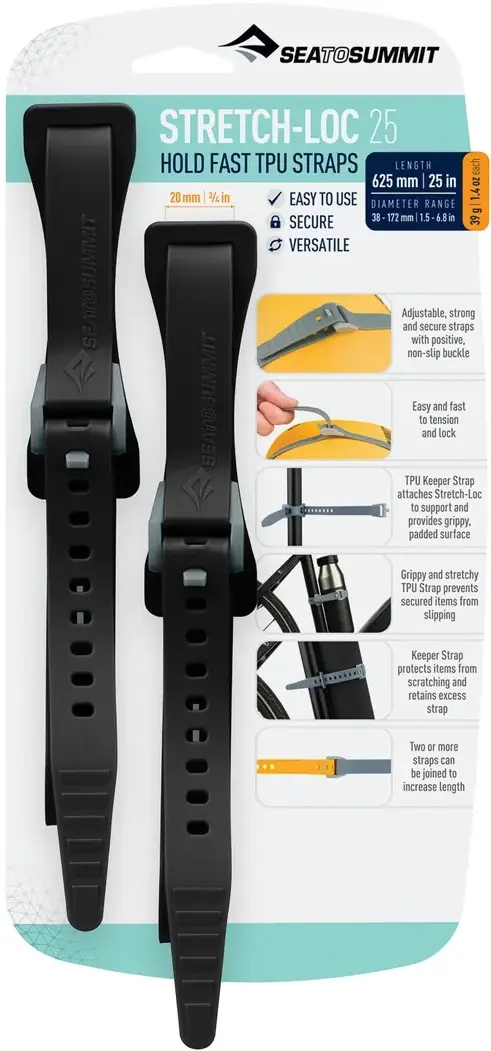 Стяжной ремень Sea To Summit Stretch-Loc 25 20mmx625mm 2 Pack Black