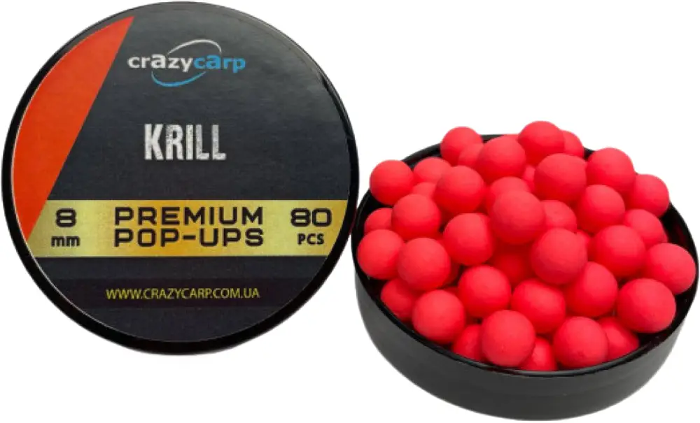 Бойли Crazy Carp Premium Pop-Ups 8mm Krill (80шт/уп)
