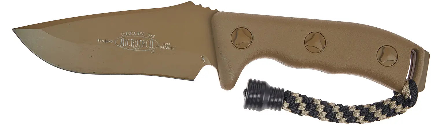 Нож Microtech Currahee Drop Point Cerakote. Tan