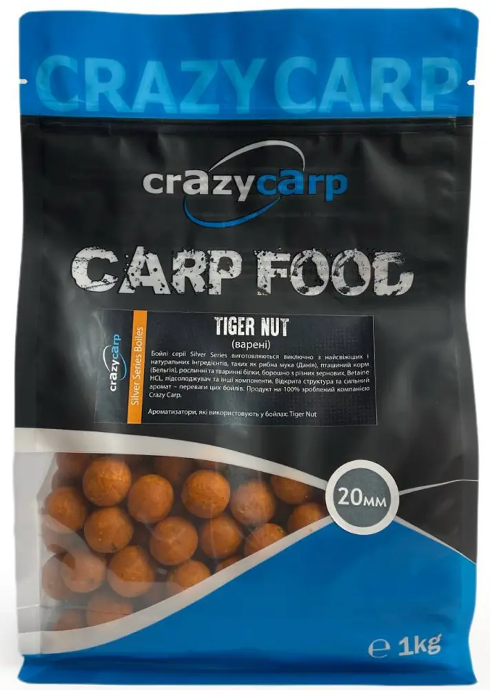 Бойли Crazy Carp Silver Series 24мм Tiger Nut & Sweetcorn 1кг