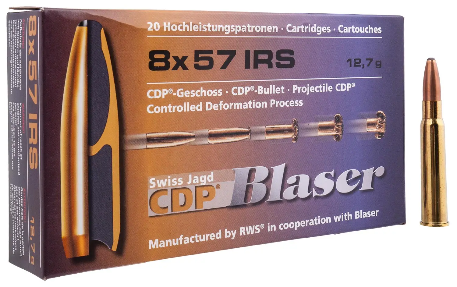 Патрон Blaser кал. 8x57 JRS пуля CDP масса 12,7 грамма/ 196 гран
