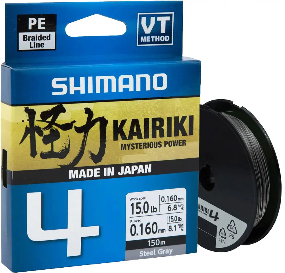 Шнур Shimano Kairiki 4 PE 150m (Steel Gray) 0.16mm 8.1kg